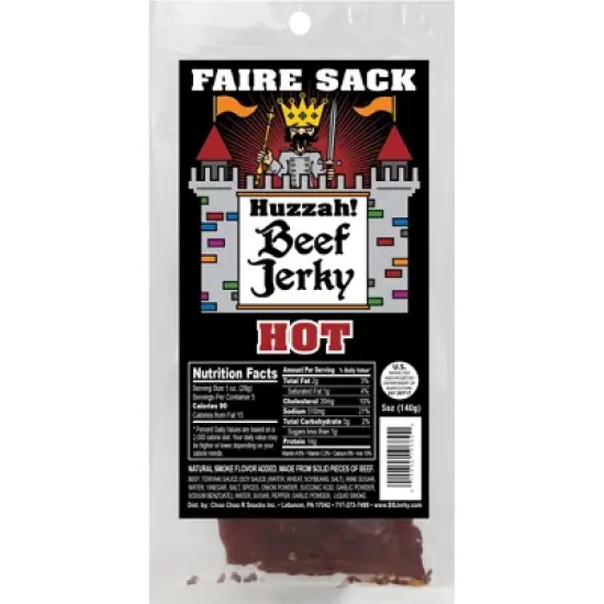 Buffalo Bills Hot 5oz Faire Sack Huzzah Beef Jerky in Burlap Wine Bag (3 packs hot beef jerky) image {1}