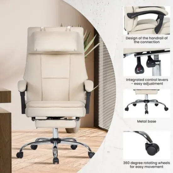 NicBex Executive Office Chair with Footrest, Adjustable Tilt High-Back Gaming Chair with Removable Headrest, Ergonomic Computer Chair for Office image {1}