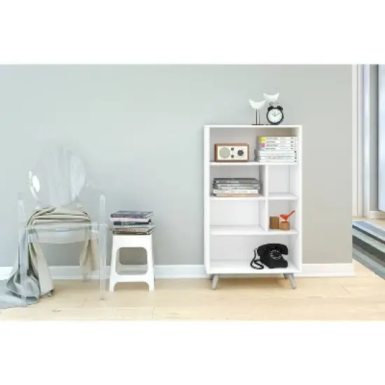 40.75" Sidney 4 Shelf Bookshelf White - Polifurniture image {3}