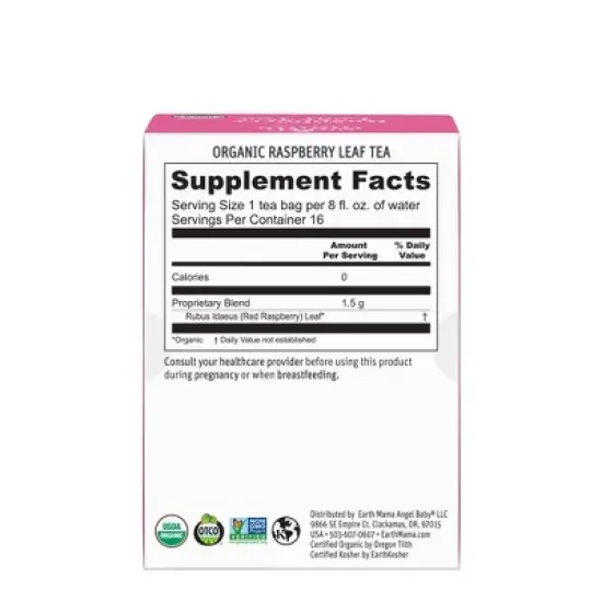 Earth Mama Organic Raspberry Leaf Tea for Labor Prep and Menstrual Support - 0.84oz/16ct image {6}