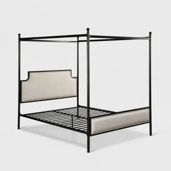 Queen Beechmont Iron Canopy Upholstered Bed - Christopher Knight Home image {5}