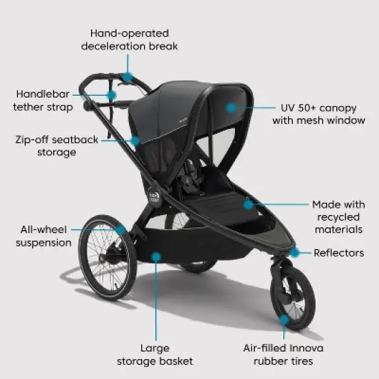 Baby Jogger City Prix Jogger Stroller - Ambition Black image {4}