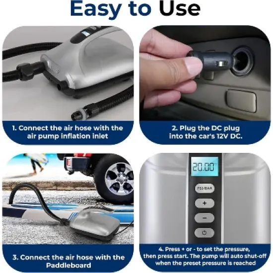 SereneLife Electric Air Pump Compressor / Air Inflator & Air Deflator for SUP Stand-Up Paddle Boards & Water Sport Pool Inflatables image {5}