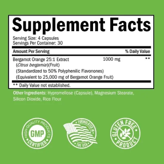 Citrus Bergamot 1000mg, Bergamot Supplement for High Cholesterol & Heart Health, Ultra Concentrated 25:1 Extract, Bioschwartz, 120ct image {3}