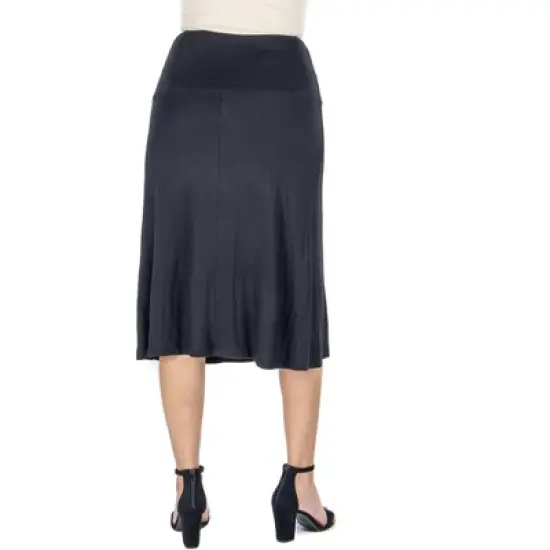 24seven Comfort Apparel A Line Elastic Waist Knee Length Skirt image {2}