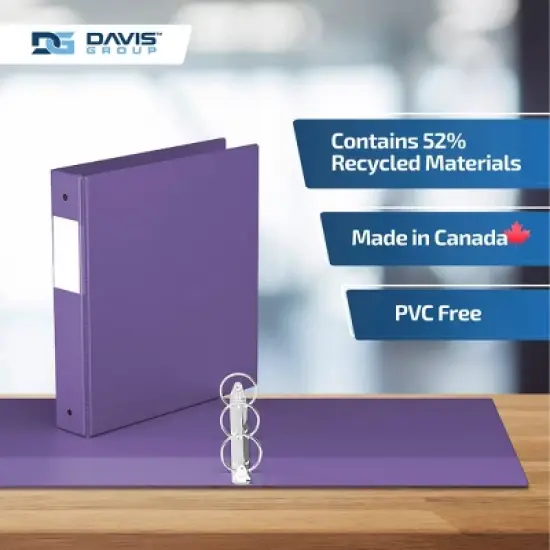 Davis Group 6pk 1.5" Premium Economy Round Ring Binder Purple: Hard Cover, 275 Sheet Capacity, 2 Pockets, Polypropylene image {6}