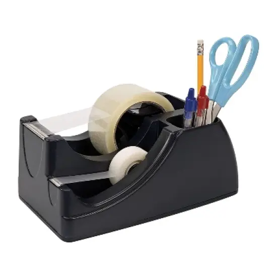 Officemate Recycled 2-in-1 Heavy Duty Tape Dispenser 1" and 3" Cores Black 96690 image {1}