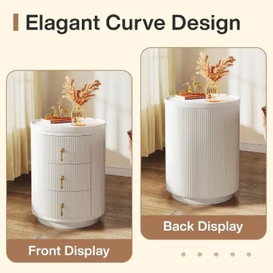 Tribesigns No Assembly 3-Drawer Nightstand, White image {5}