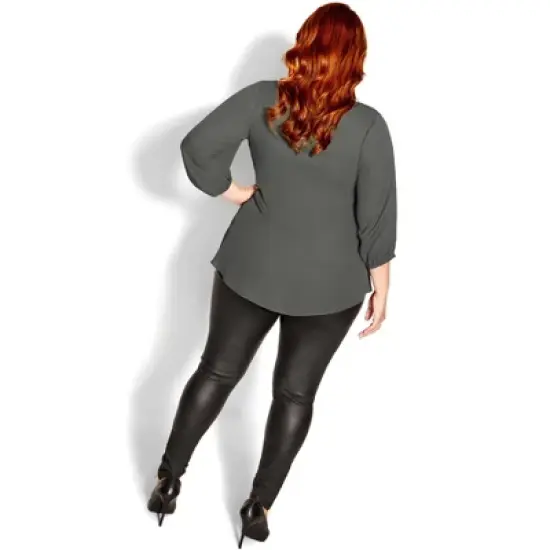 Women's Plus Size Stylish Fling Elbow Sleeve Top  -  deep sage  | CITY CHIC image {1}