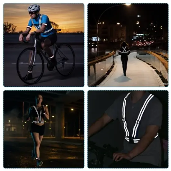 Unique Bargains Reflective Vest Adjustable 360 Degree High Visibility Safety Vest for Cycling Running Walking image {4}