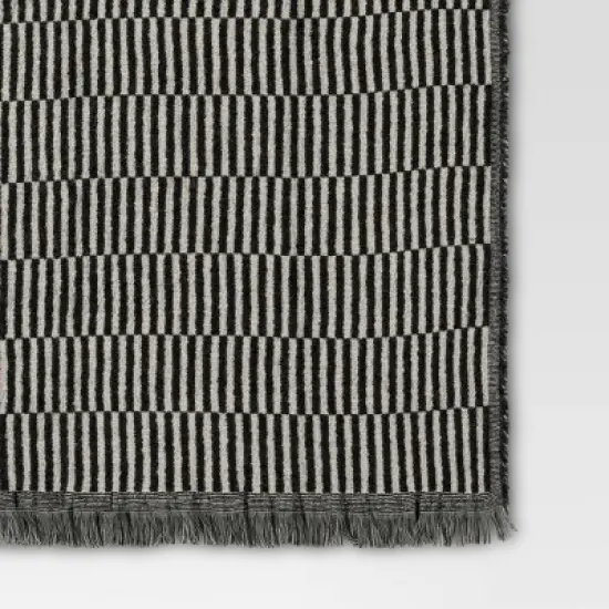 50''x60'' Oversized Woven Linework Throw Blanket Black/Cream - Threshold&trade; image {3}
