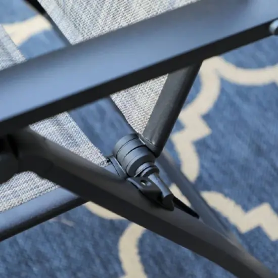 7pc Outdoor Dining Set with 7 Position Adjustable Folding Chairs & Metal Rectangle Table with Umbrella Hole - Captiva Designs image {12}