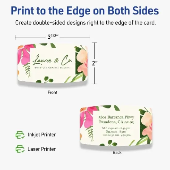 Avery Arched Business Cards, 2" x 3-1/2", Matte Ivory, 200 Total image {5}