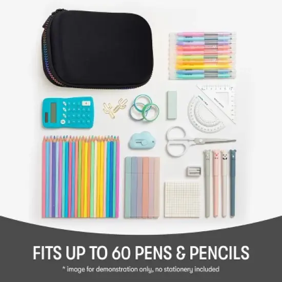 ZIPIT Black Pencil Box with Rainbow Zip, Pencil Case image {5}