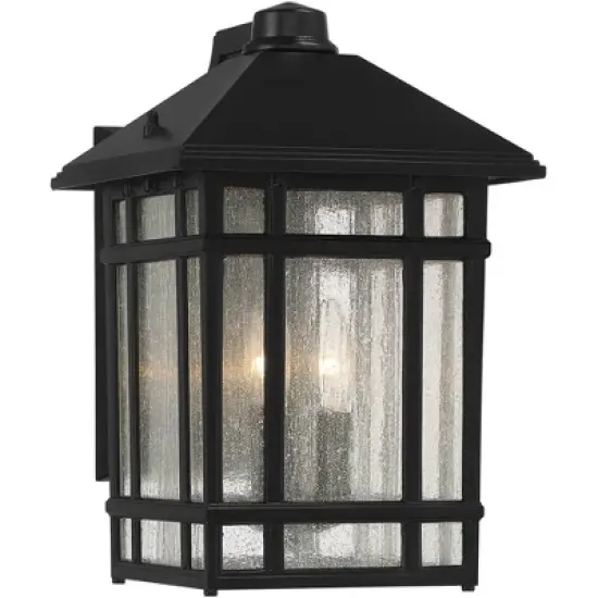 Kathy Ireland Modern Outdoor Wall Light Fixture Black 15 1/4" Seedy Glass Panels for Exterior House Porch Patio Outside Garage image {7}