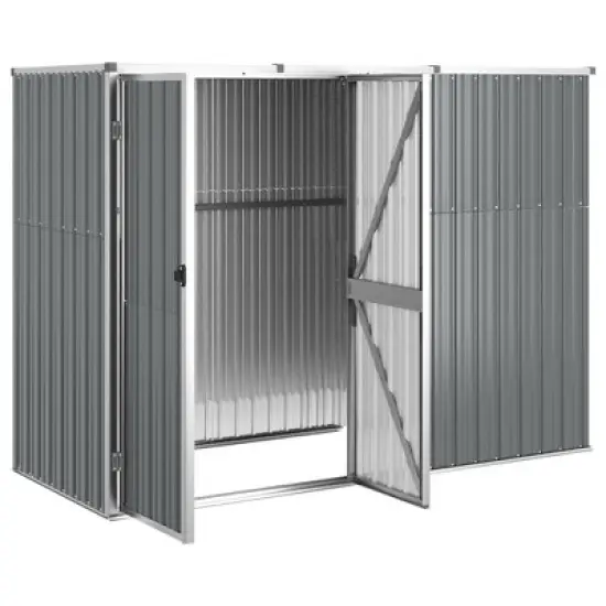 vidaXL Tool Shed Storage House Garden Lawn Equiment Organizer Galvanized Steel - Gray 88.6" x 35" x 63.4" image {2}