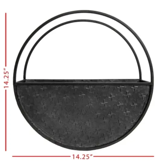 Round Black Metal Wall Planter - Foreside Home & Garden image {4}