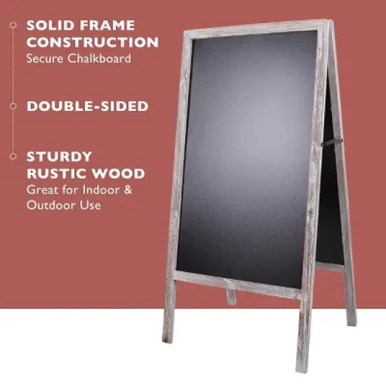 Artloge Heavy Duty A-Frame Magnetic Chalkboard 2-Sided FreestandingChalkboard Sign Sidewalk Cafe Menu Board Wedding Signage -Grey&White image {3}
