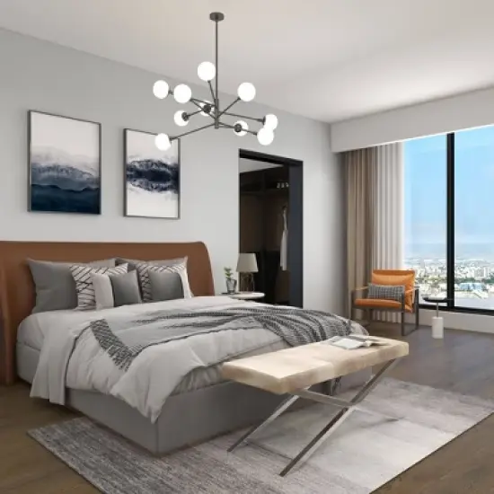 Contemporary Stainless Steel Cowhide X-Bench Beige - Olivia & May image {19}