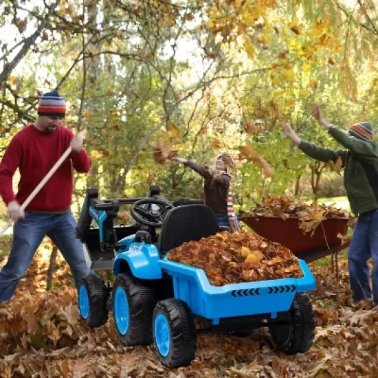 12V 3 in 1 Kids Ride On Excavator & Tractor with Detachable Trailer, Kids Electric Vehicles with Remote Control, Digger, LED Lights, Music image {5}