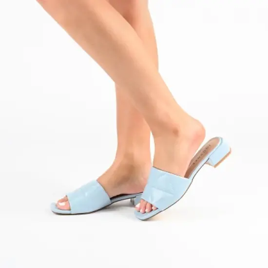 Journee Collection Womens Elidia Slip On Block Heel Vegan Leather Sandals image {8}