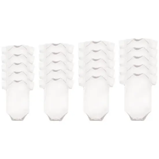 Luvable Friends Cotton Bodysuits 20pk, White, 0-12 Months image {1}