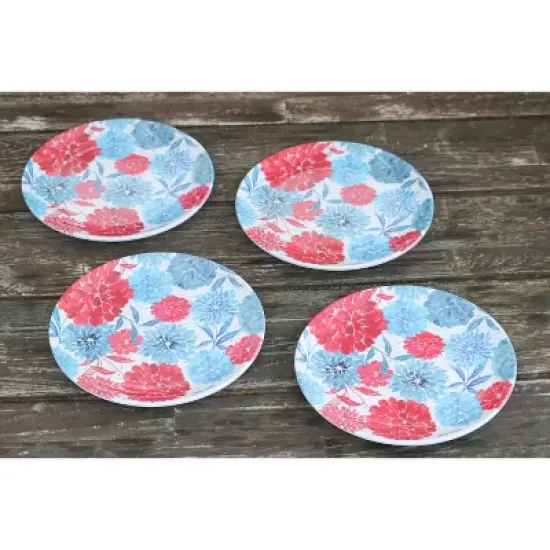 C&F Home Patriotic Floral Decorative Round Serving Platter Plates Set of 4 image {3}
