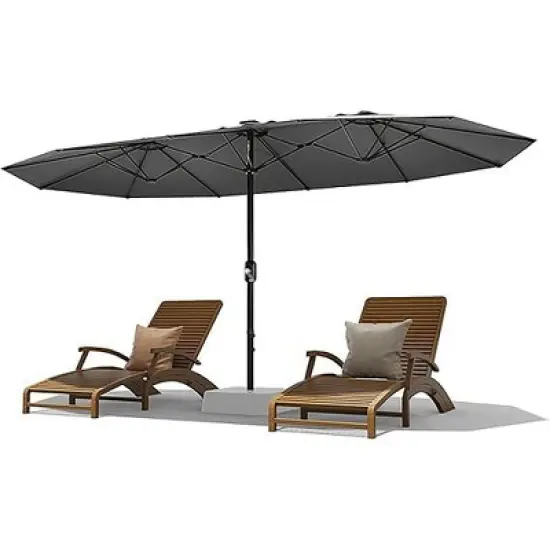 13ft Double-Sided Patio Umbrella, UV99% Protection, Fade-Resistant Outdoor Market Umbrella with Crank Handle, Alloy Steel Frame (No Base Included) image {6}