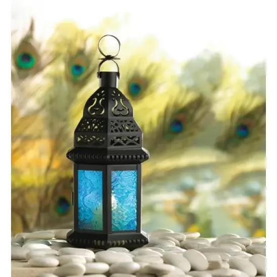 Iron/Glass Moroccan Style Outdoor Lantern - Zingz & Thingz image {4}