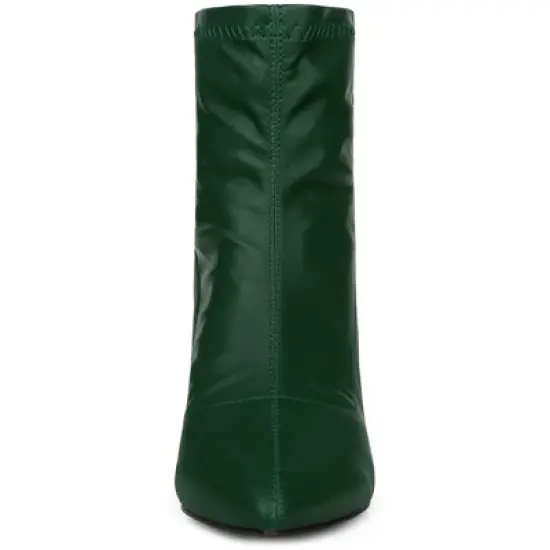 Allegra K Women's Pointy Toe Back Zip Block Heel Ankle Boots image {3}