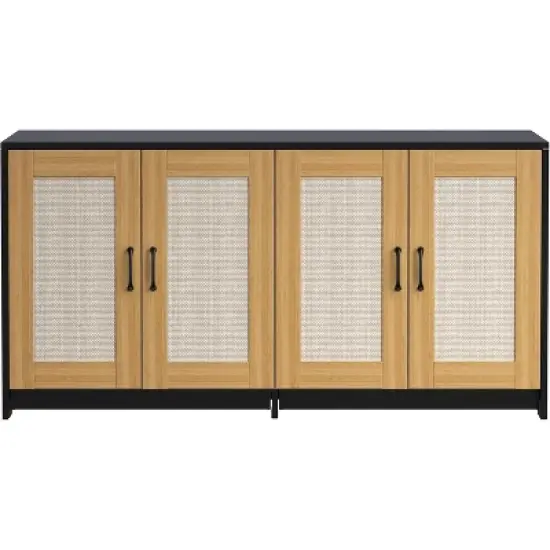 2  Cat Litter Box Cabinet, 47'' Hidden Litter Box Enclosure with Double Room, Wooden Cat House TV Stand Sideboard with 4 Sisal Doors image {7}