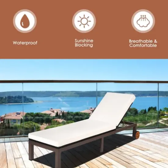 Tangkula Patio Adjustable Rattan Recliner Chaise Lounge Chair w/ Cushion Wheels image {2}