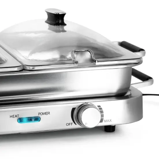 MegaChef 3-in-1 Electric Chaffing Buffet Server and Warming Tray with Triple 2.63 Quart Trays and 8. image {2}