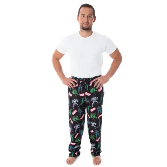 Marvel Men's Vintage Villains Thanos Red Skull Hela Ultron Pajama Pants Black image {3}