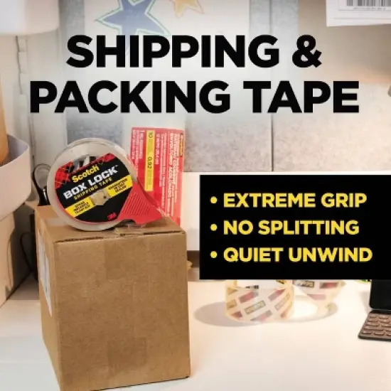 Scotch Box Lock Shipping Tape 1.88in x 54.6yd: Clear Packing & Moving Tape for Boxes, 1966in Length image {2}