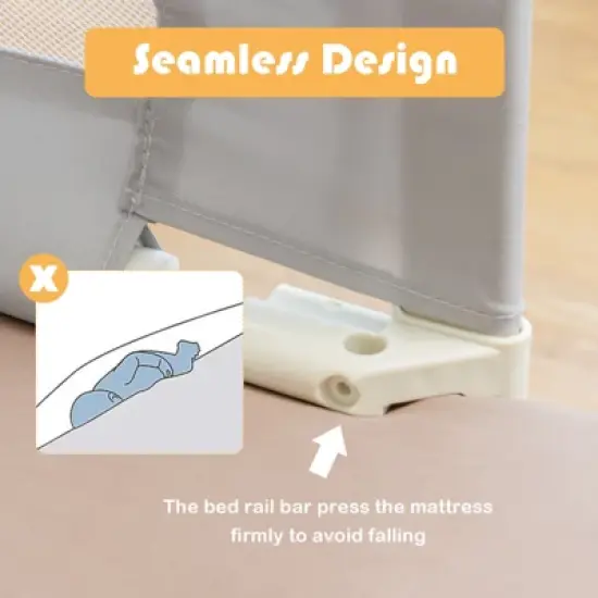 Safstar 57" Bed Rails for Toddlers Vertical Lifting Baby Bedrail Guard with Lock Grey image {3}