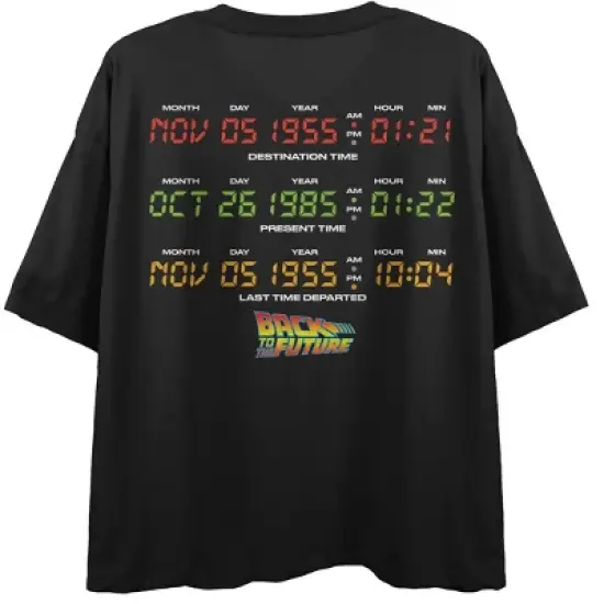 Back to the Future Clock Times Women&rsquo;s Black Crop Tee- image {1}