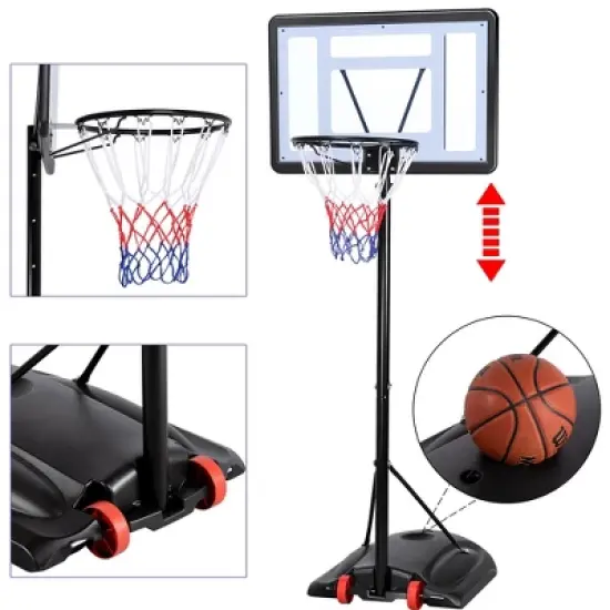 Yaheetech 7.2-9.2ft Height-Adjustable Basketball Hoop System Black image {4}
