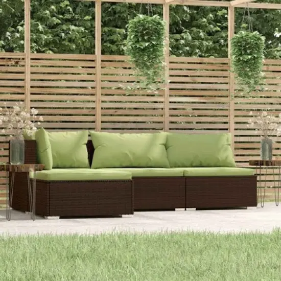 vidaXL Garden Lounge Set Brown, Green image {1}
