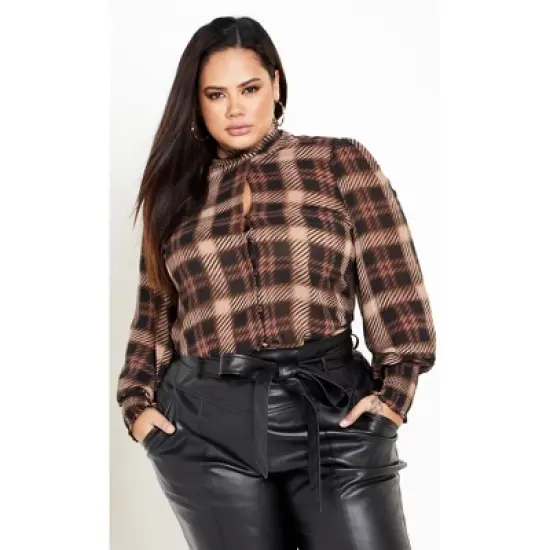 Women's Plus Size Plaid Level Top - Black | CITY CHIC image {3}