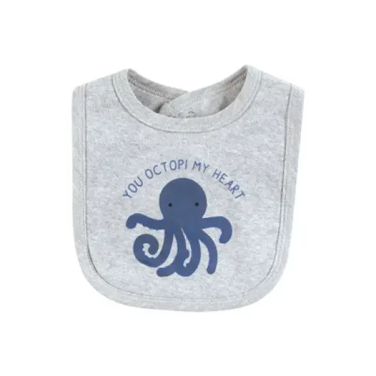 Touched by Nature Infant Boy Organic Cotton Bibs, Mystic Sea, One Size image {2}