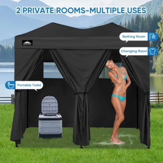 EAGLE PEAK Outdoor Changing Room 8x4, 2 Room Pop Up Portable Changing Room, Sun Shelter, Portable Dressing Room image {7}