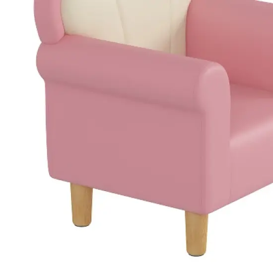 Polyester Kids Sofa, Princess Armchair for Children, Petal Shape Toddler Sofa Chair for Playroom, Children's Bedroom, Pink+White image {8}