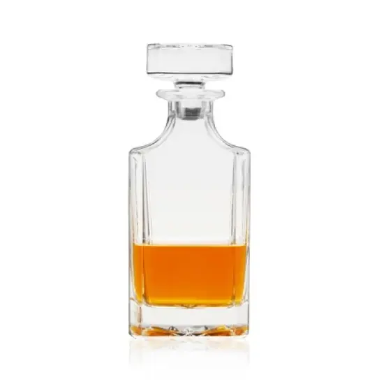 True Clarity Liquor Decanter - Minimal Square Glass Carafe for Whiskey, Gin, Scotch or Liquor with Stopper - 750ml Set of 1 image {9}