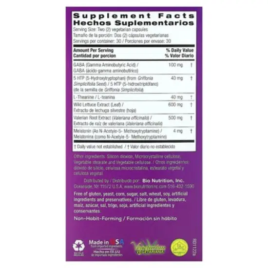 Sleep Wellness with Wild Lettuce Extract, 60 Vegetarian Capsules, Bio Nutrition image {1}