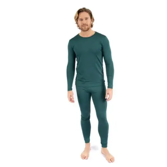 Leveret Mens Two Piece Boho Solid Color Thermal Pajamas image {5}