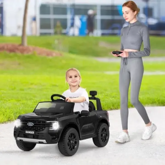 Costway 12V Licensed Ford Ranger Kids Ride on Car with Remote Control Storage Basket White/Black image {1}