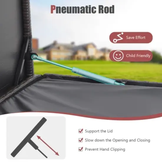 Tangkula Outdoor 50 Gallon Wicker Storage Box PE Rattan Storage Container with Lid Deck&Waterproof Liner Mix Brown image {4}