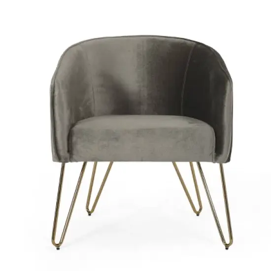 Grelton Modern Glam Velvet Club Chair with Hairpin Legs - Christopher Knight Home image {9}