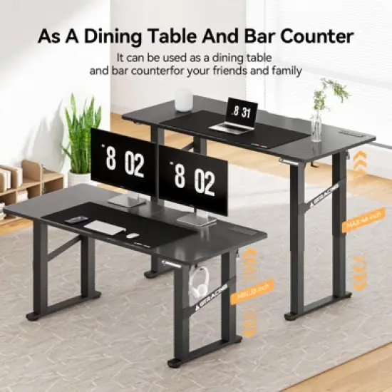 GTRACING Electric Standing Desk, Adjustable Height Dual Motor Lift Desk, Home Office Gaming Desk Black image {7}